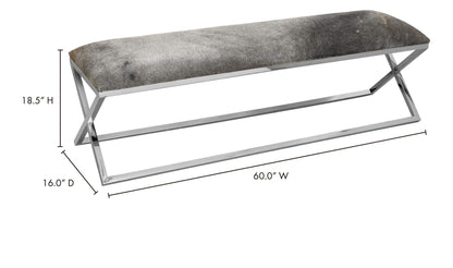 60" Grey Stainless Steel Bench