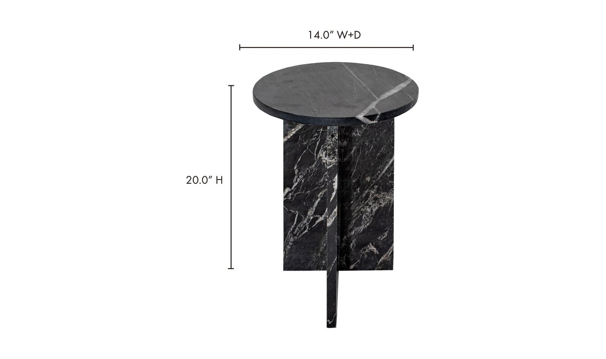 14" Black Marble Side Table
