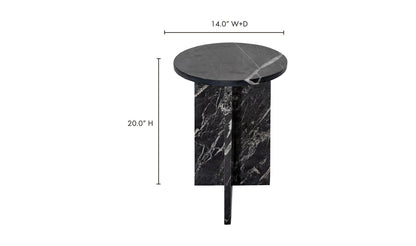 14" Black Marble Side Table