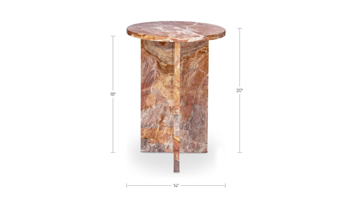 14" Orange Lavante Marble Side Table