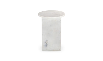 14" White Marble Side Table
