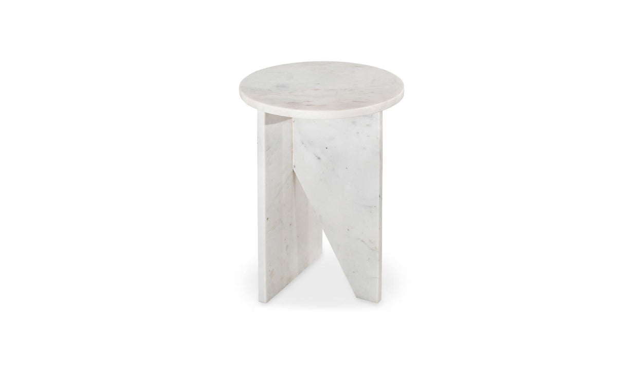 14" White Marble Side Table