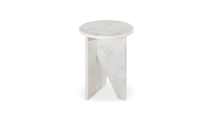 14" White Marble Side Table