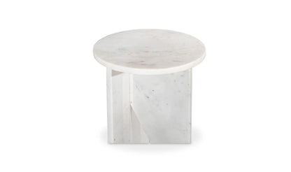 14" White Marble Side Table