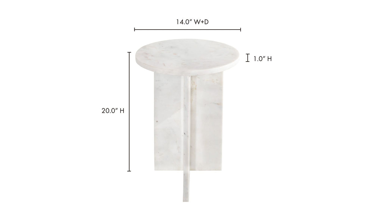 14" White Marble Side Table