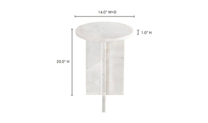 14" White Marble Side Table