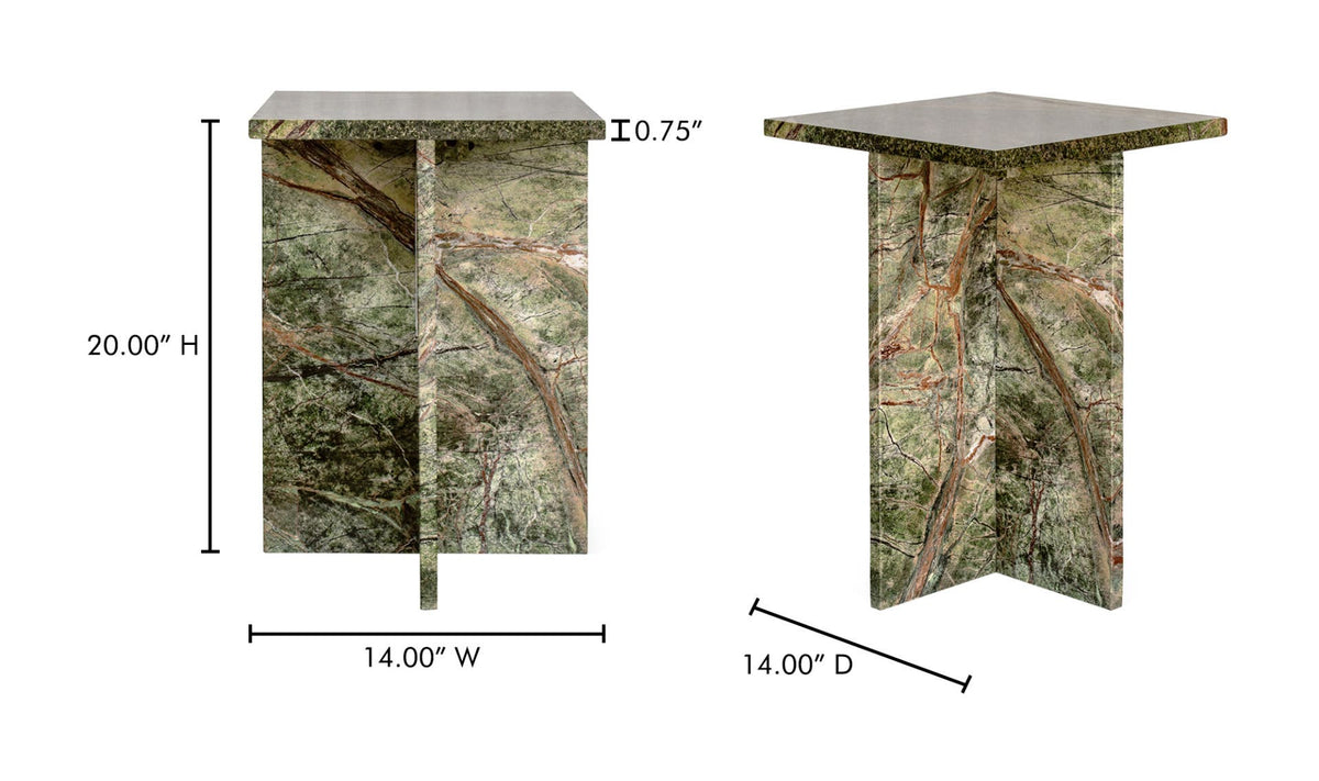 14" Rainforest Green Marble Side Table