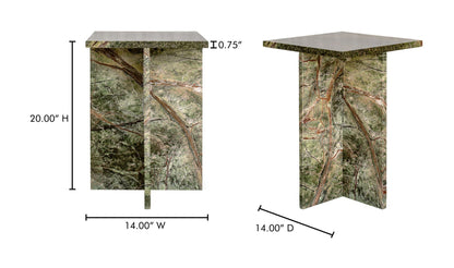 14" Rainforest Green Marble Side Table