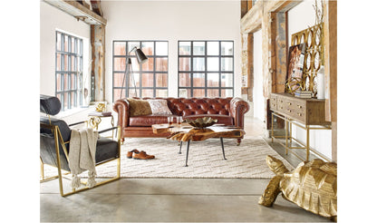 87" Dark Brown Leather Sofa