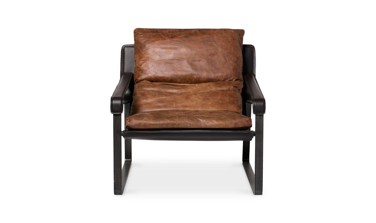 30.75" Brown Leather Club Chair