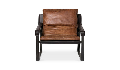 30.75" Brown Leather Club Chair