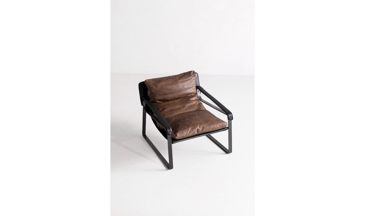 30.75" Brown Leather Club Chair