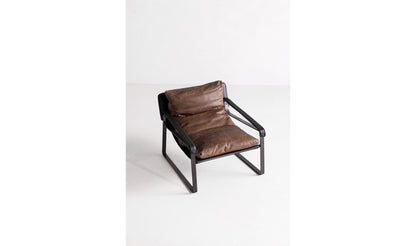30.75" Brown Leather Club Chair