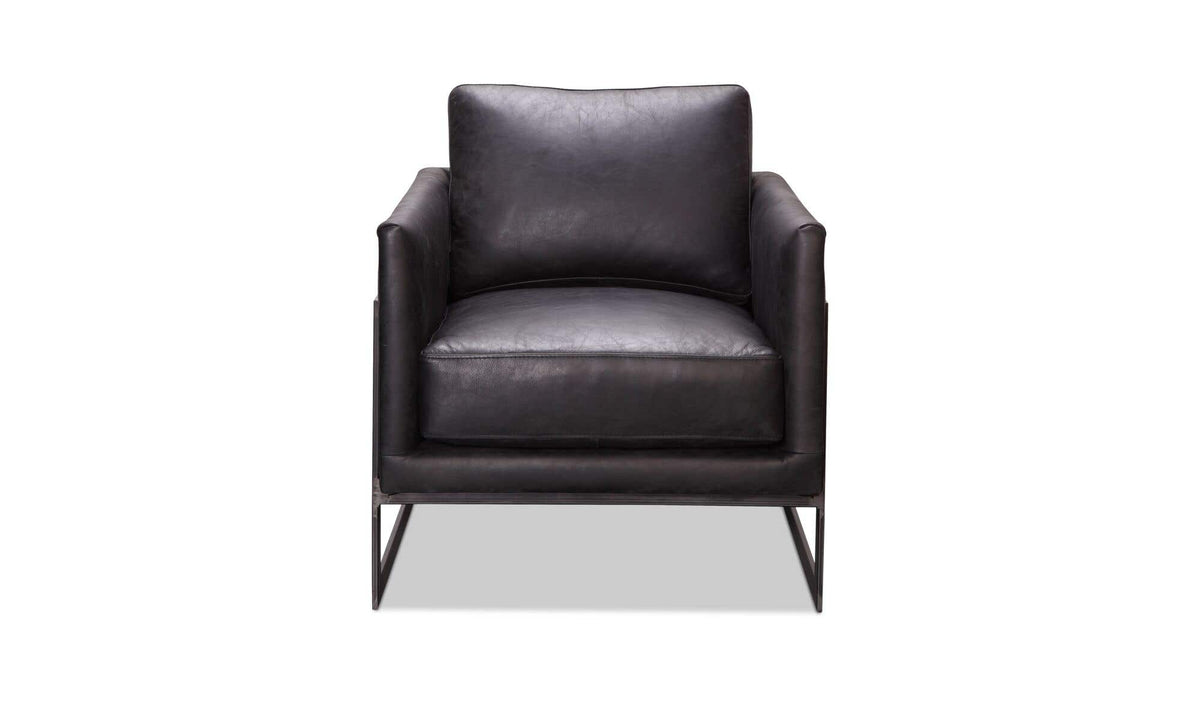 27" Black Leather Club Chair