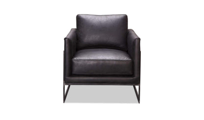 27" Black Leather Club Chair