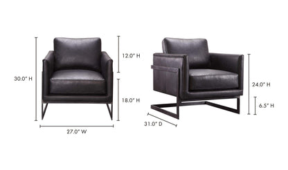 27" Black Leather Club Chair