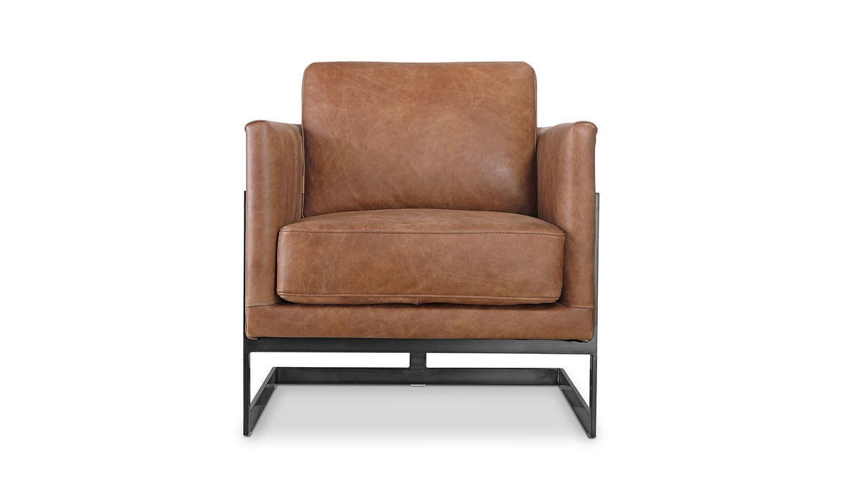 27" Brown Leather Club Chair