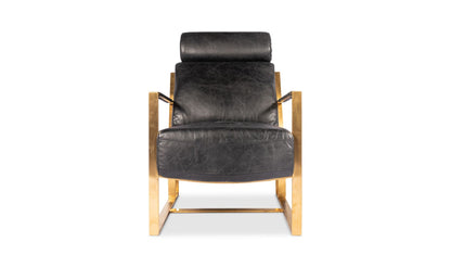 24.5" Black Leather Accent Chair