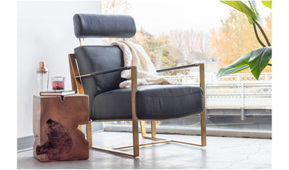 24.5" Black Leather Accent Chair
