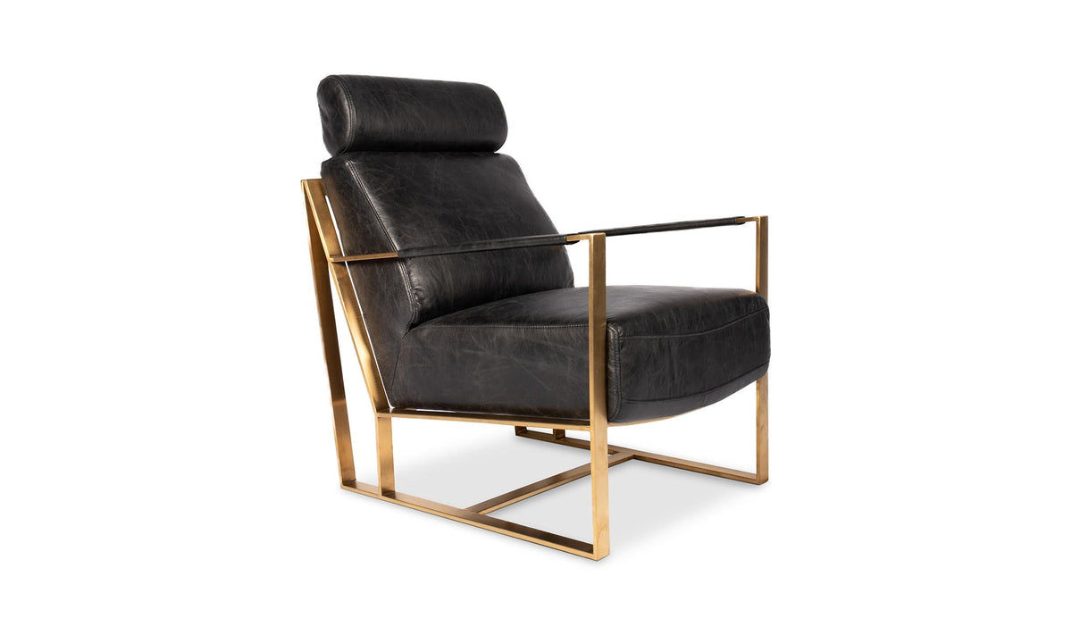 24.5" Black Leather Accent Chair