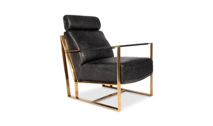 24.5" Black Leather Accent Chair
