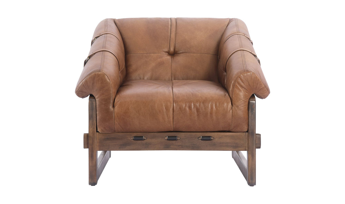 34.25" Open Road Brown Leather Accent Chair