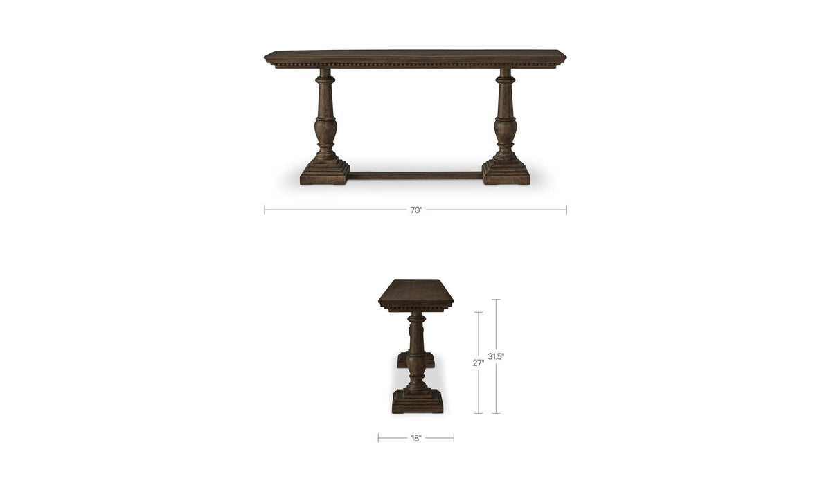 70" Brown Iron Console Table