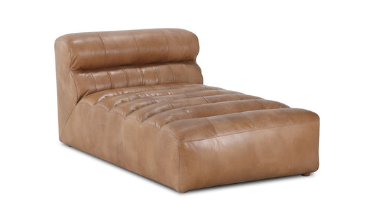 36" Tan Leather Chaise