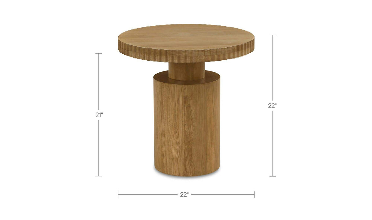 22" Brown Solid Oak Side Table