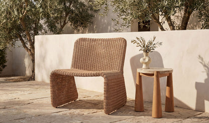 18.5" Natural Travertine Outdoor Side Table