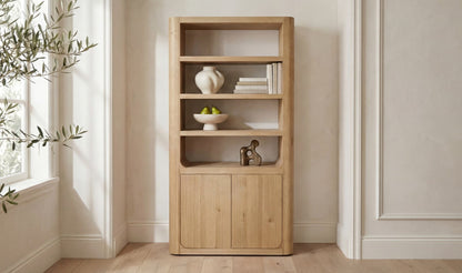 39.37" Rustic Oak Solid Oak Tall Cabinet