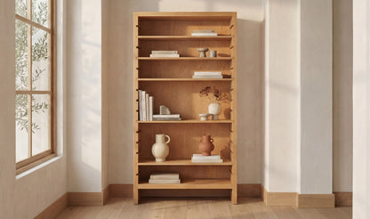 38.98" Natural Solid Oak Bookcase