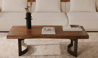 56" Brown Acacia Coffee Table