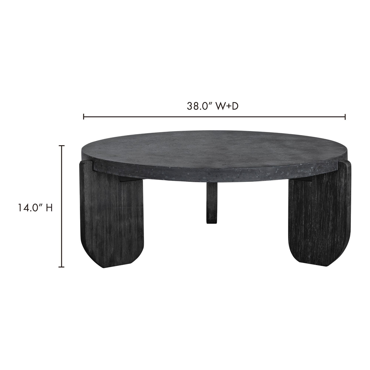 36.5" Black Concrete Coffee Table