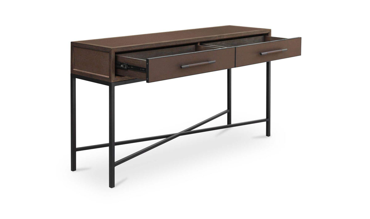 59.06" Brown Solid Oak Console Table