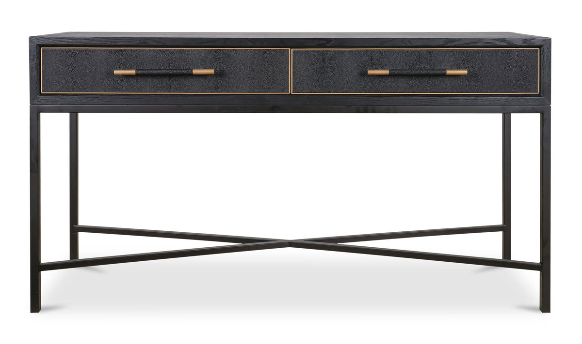 59.06" Black Solid Oak Console Table