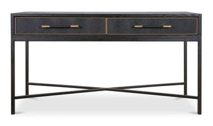59.06" Black Solid Oak Console Table