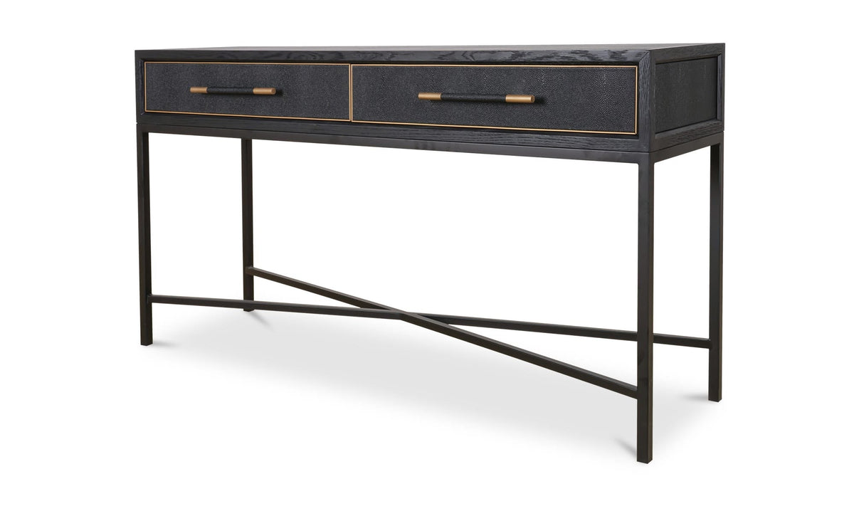 59.06" Black Solid Oak Console Table