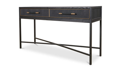 59.06" Black Solid Oak Console Table