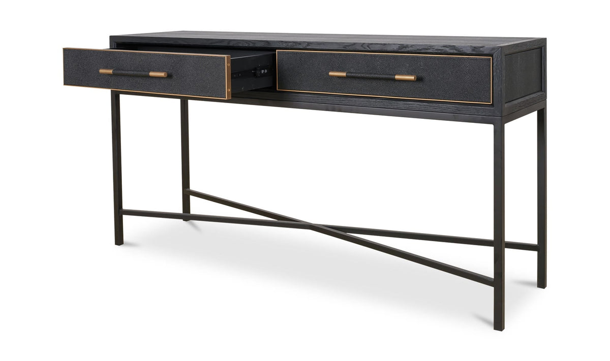 59.06" Black Solid Oak Console Table