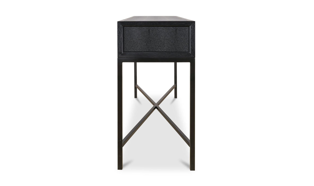 59.06" Black Solid Oak Console Table
