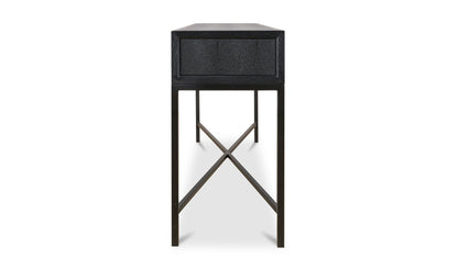 59.06" Black Solid Oak Console Table