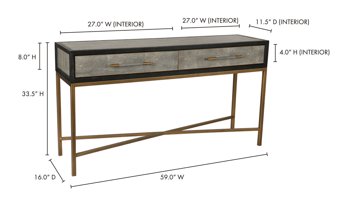 59" Grey Oak Console Table