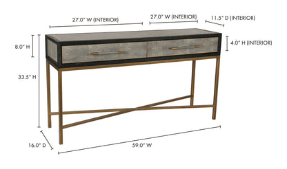59" Grey Oak Console Table