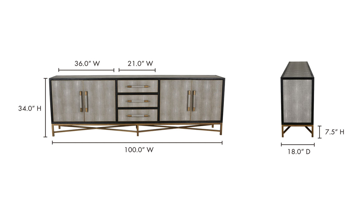 100" Grey Oak Sideboard