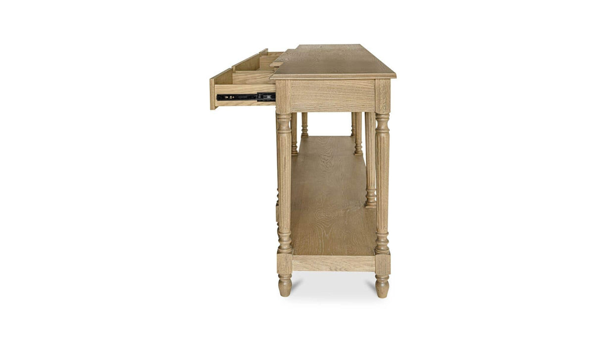 80" Brown Solid Oak Console Table