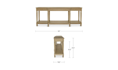 80" Brown Solid Oak Console Table