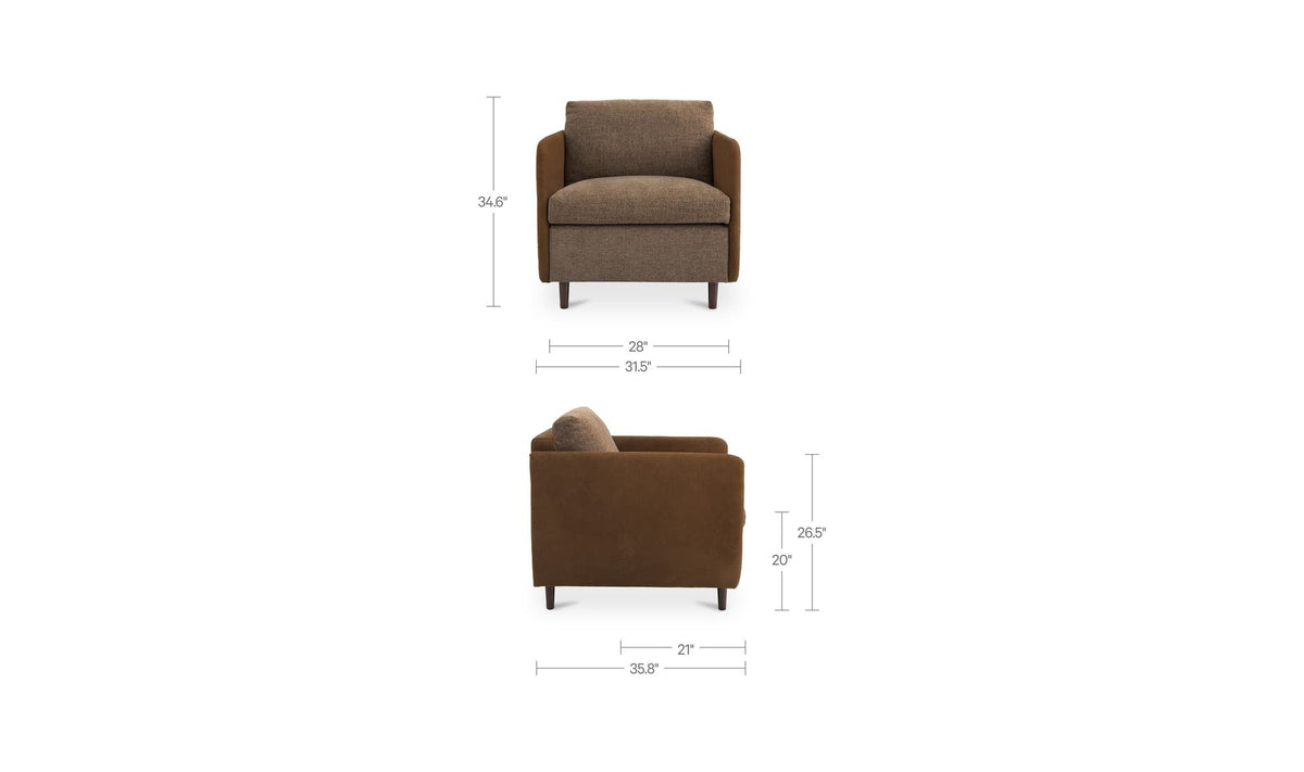 31.5" Brown Leather Accent Chair