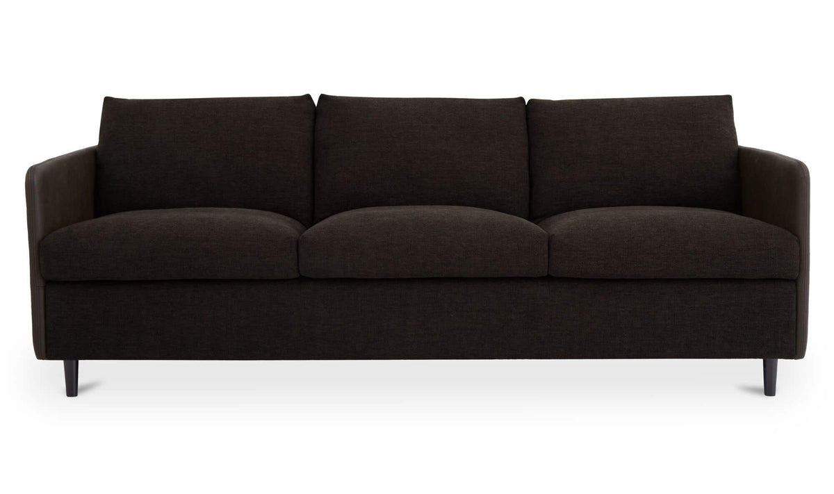 86.8" Warm Black Leather Sofa