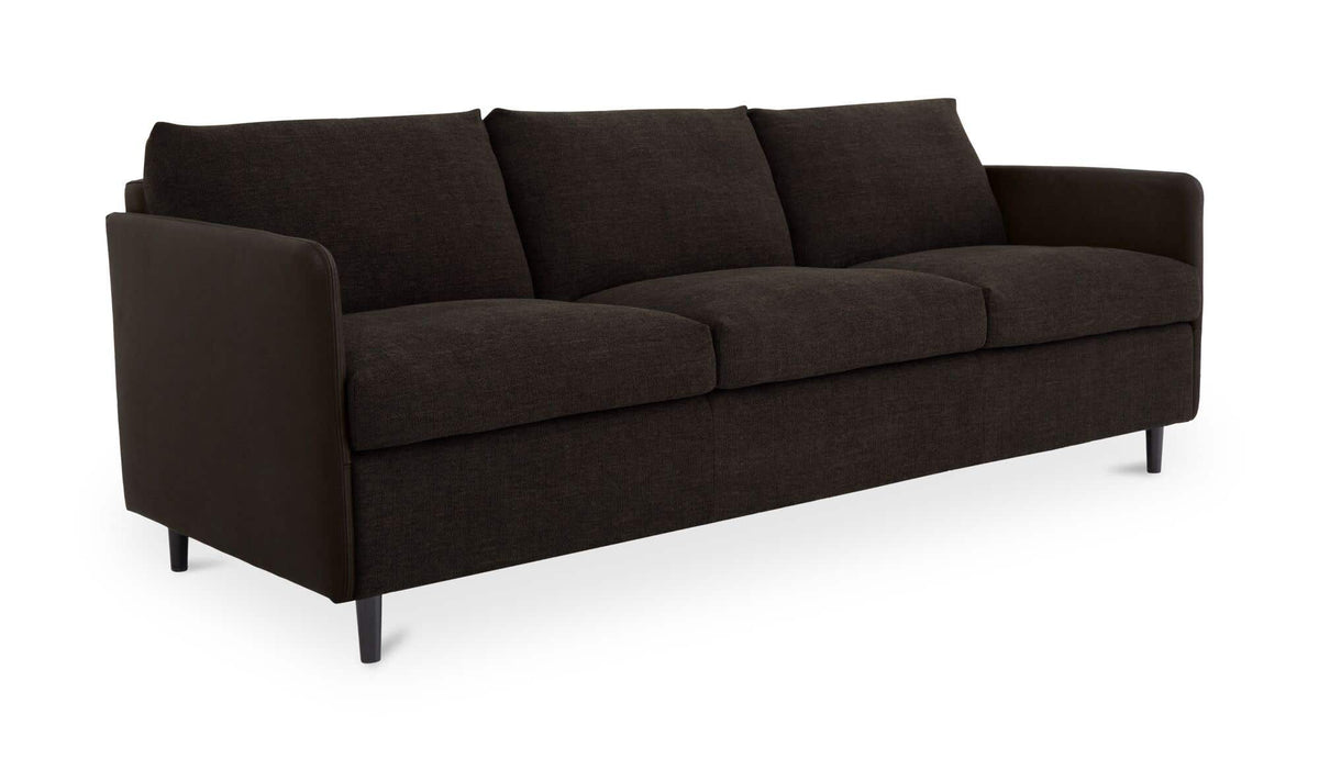 86.8" Warm Black Leather Sofa